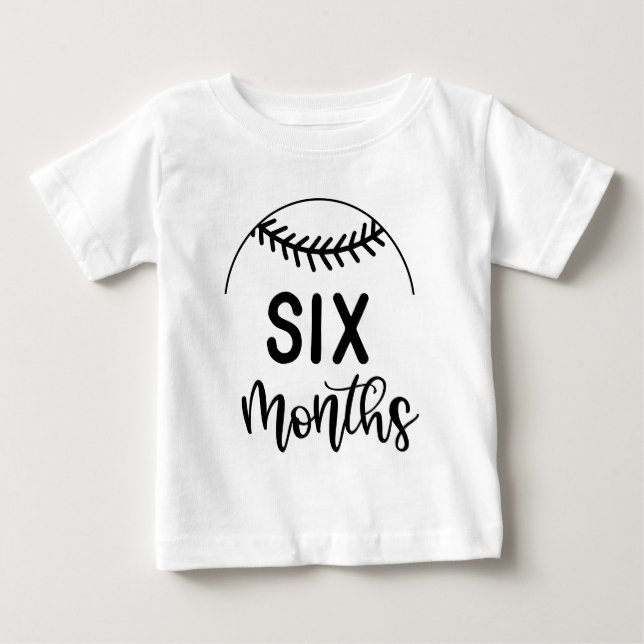 Camiseta De Bebé Bebé de Seis Meses de Béisbol Hito - (Anverso)