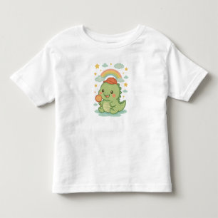 Camiseta De Bebé Bebé Dino Kawaii con Piruleta de Caramelo 🍭🦖☁️☀️