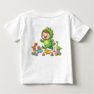 Camiseta De Bebé Bebé Dinosaurio Adorable Aprendiendo con Bloques d