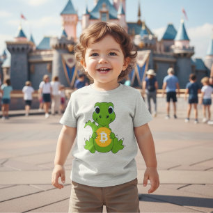 Camiseta De Bebé Bebé Dinosaurio Cute Bitcoin Crypto Gráfico Niño 