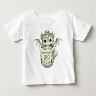 Camiseta De Bebé Bebé dragón de invierno adorable Mitón Acuarela
