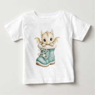 Camiseta De Bebé Bebé dragón de invierno lindo en bota de nieve par