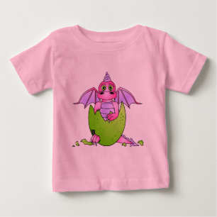 Camiseta De Bebé Bebé dragón en huevo rajado - rosa / púrpura