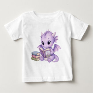 Camiseta De Bebé Bebé Dragón Lindo Leyendo Fantasía Acuarela Niños
