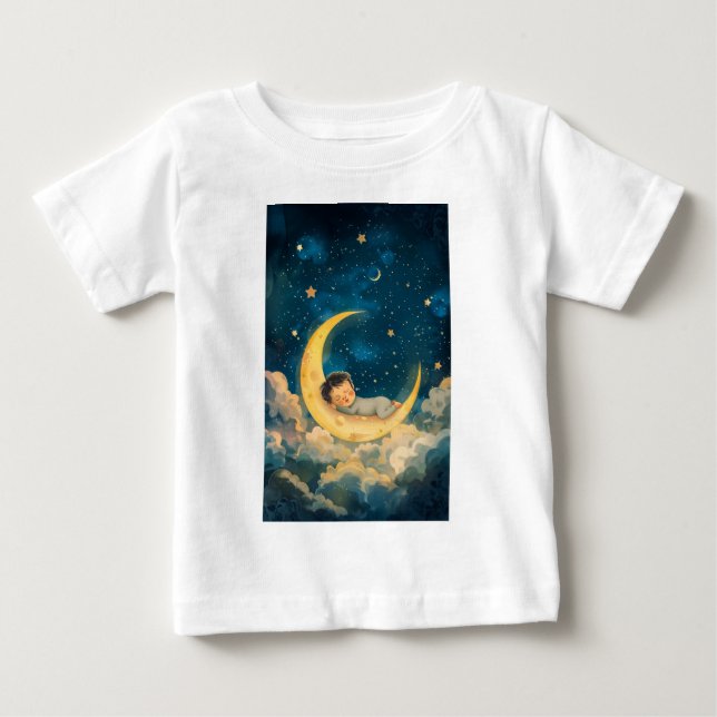 Camiseta De Bebé Bebé durmiendo en la luna (Anverso)