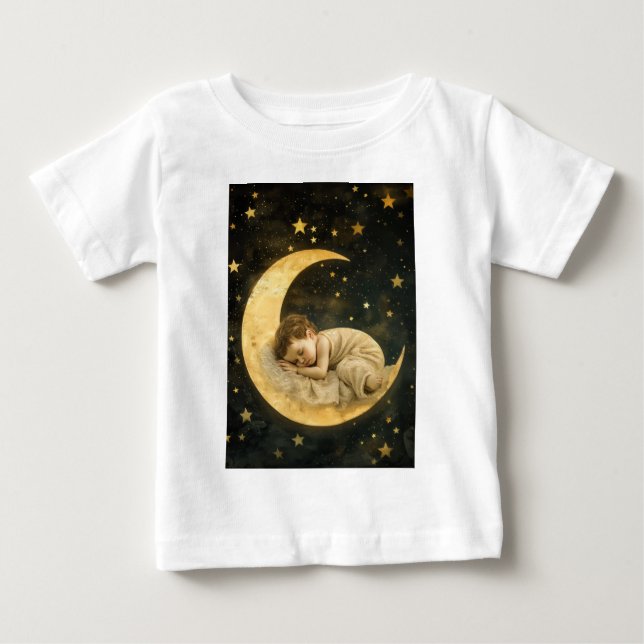 Camiseta De Bebé Bebé durmiendo en la luna (Anverso)