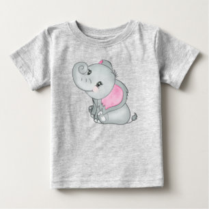 Camiseta De Bebé Bebé Elefante Adorable de Orejas Rosadas