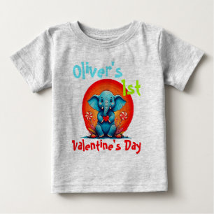 Camiseta De Bebé Bebé Elefante de los Primeros San Valentines para 