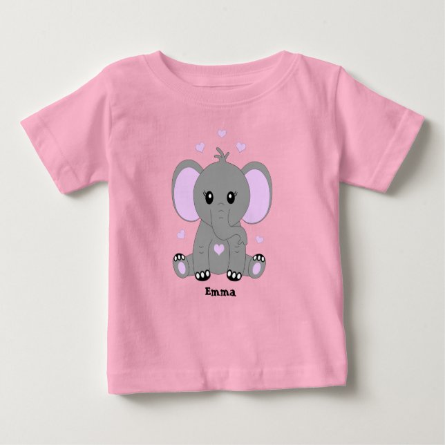 Camiseta De Bebé Bebe elefante lindo en rosa para niñas (Anverso)