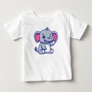 Camiseta De Bebé Bebé Elefante Lindo Sentado Cartoon-23800