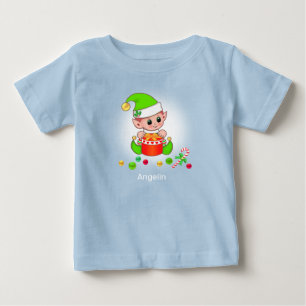 Camiseta De Bebé Bebé elfo de Navidad lindo y confeti