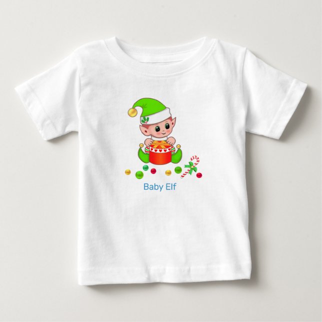 Camiseta De Bebé Bebé Elfo de Navidad Lindo y Confeti (Anverso)