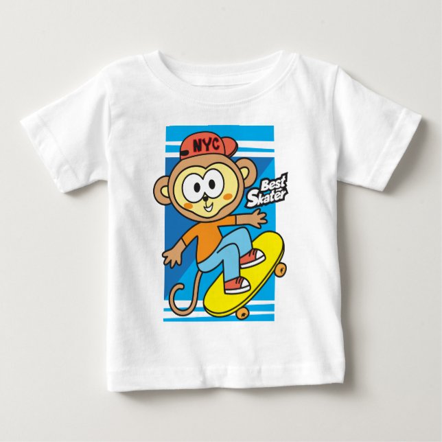 Camiseta De Bebé Bebé en monopatín mono  (Anverso)