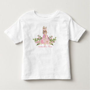 Camiseta De Bebé Bebé Floral Rosa Bunny Birthday Toddler T-Shirt