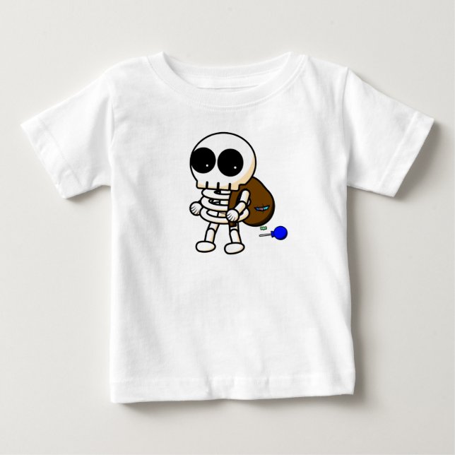Camiseta De Bebé Bebé fresco del esqueleto de Halloween (Anverso)