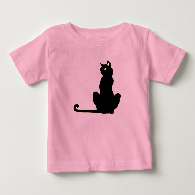 Camiseta De Bebé Bebé gato negro/camiseta pequeña (Anverso)