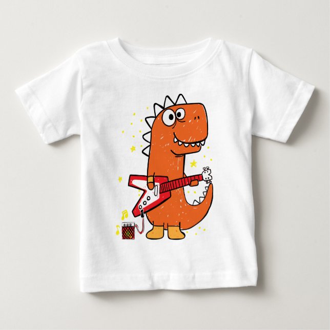 Camiseta De Bebé Bebé guitarrista de Dino (Anverso)