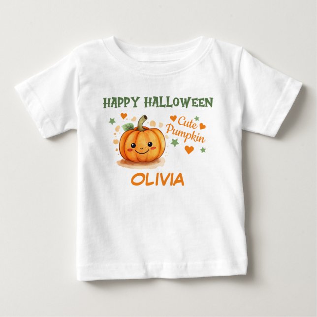 Camiseta De Bebé Bebé Halloween Calabaza (Anverso)