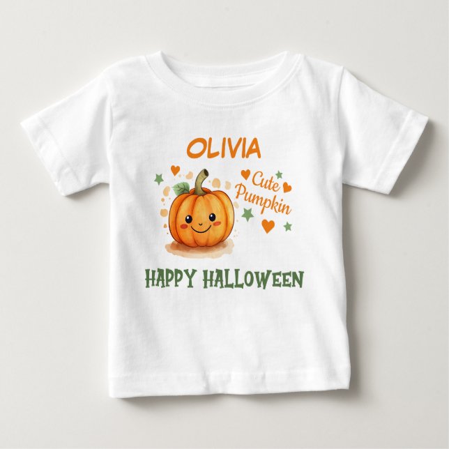 Camiseta De Bebé Bebé Halloween Lindo Calabacín  (Anverso)