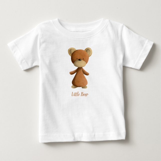 Camiseta De Bebé Bebé infantil personalizado con osito marrón (Anverso)