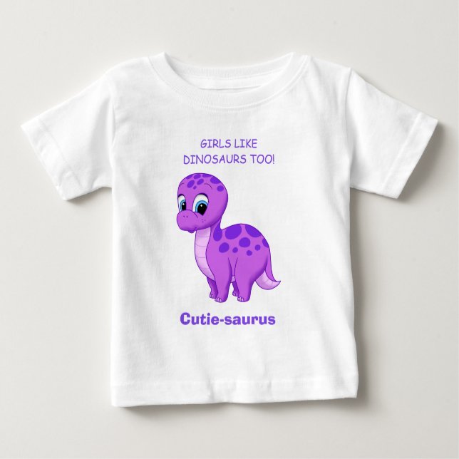 Camiseta De Bebé Bebé lindo Brontosaurus Chicas como Dinosaurios ta (Anverso)