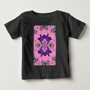 Camiseta De Bebé Bebé lindo Floral Rosa Morada Sombra Motif Art