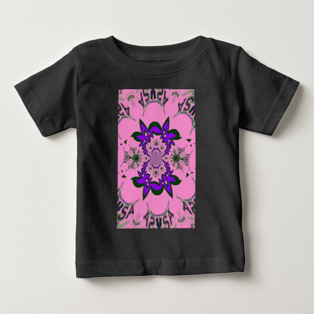 Camiseta De Bebé Bebé lindo Floral Rosa Morada Sombra Motif Art (Anverso)