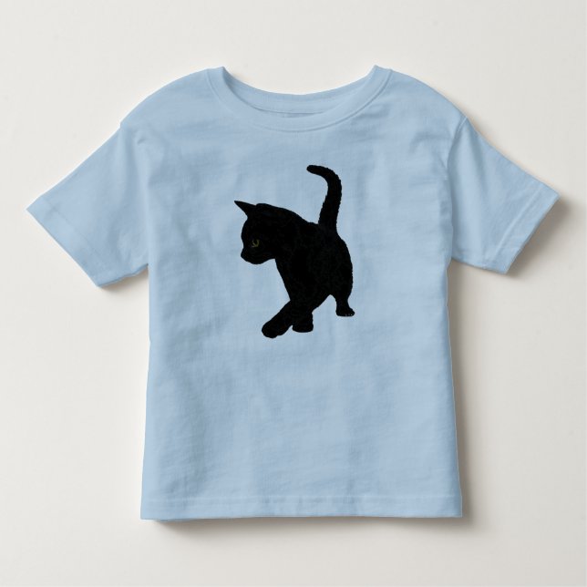 Camiseta De Bebé Bebé lindo gato negro cola de silueta alta (Anverso)