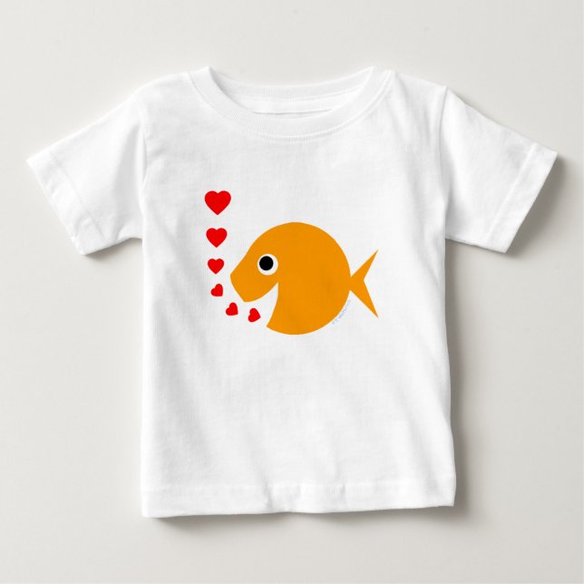 Camiseta De Bebé Bebé lindo pez dorado besos como burbujas (Anverso)