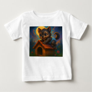 Camiseta De Bebé Bebé lindo Werewolf en arte de fantasía en casa de