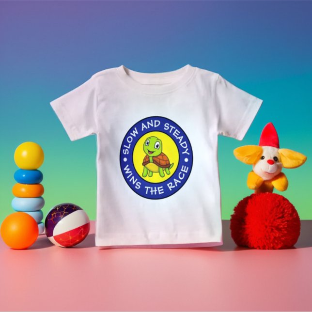 Camiseta De Bebé Bebé moderno personalizado Tortoise azul amarillo (Modern Cute Personalized Baby Tortoise Blue Yellow Baby T-Shirt )