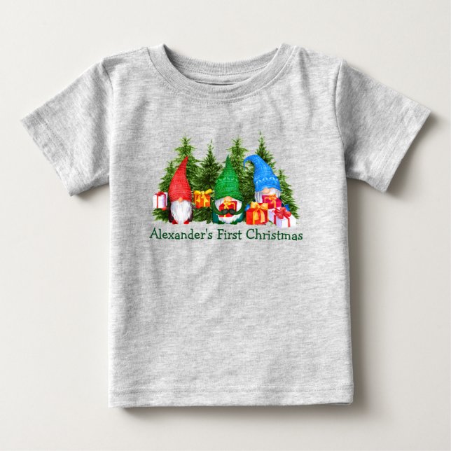 Camiseta De Bebé Bebé Navidades de Navidad nómadas árboles grises (Anverso)