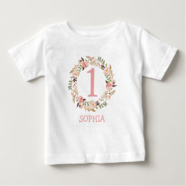 Camiseta De Bebé Bebé Niña 1er Aniversario Aseo Floral