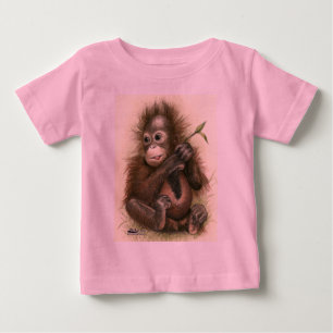 Camiseta De Bebé Bebé Orangután Con Hojas