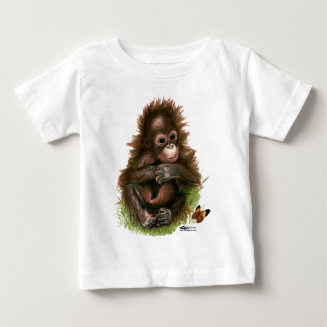 Camiseta De Bebé Bebé orangután y mariposa (Anverso)