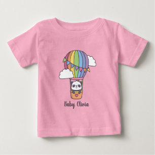Camiseta De Bebé Bebé Panda Adorable En Globo Aerostático