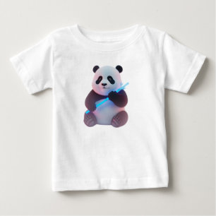 Camiseta De Bebé Bebé panda ciberpunk con bambú brillante