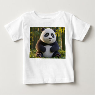 Camiseta De Bebé Bebé Panda Hiperrealista en Bosque de Bambú