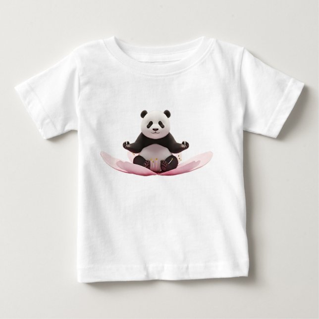 Camiseta De Bebé Bebé Panda Meditando sobre Flor de Cerezo (Anverso)