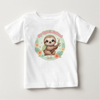 Camiseta De Bebé Bebé Perezoso Adorable "Mi Animal Espiritual" Flor