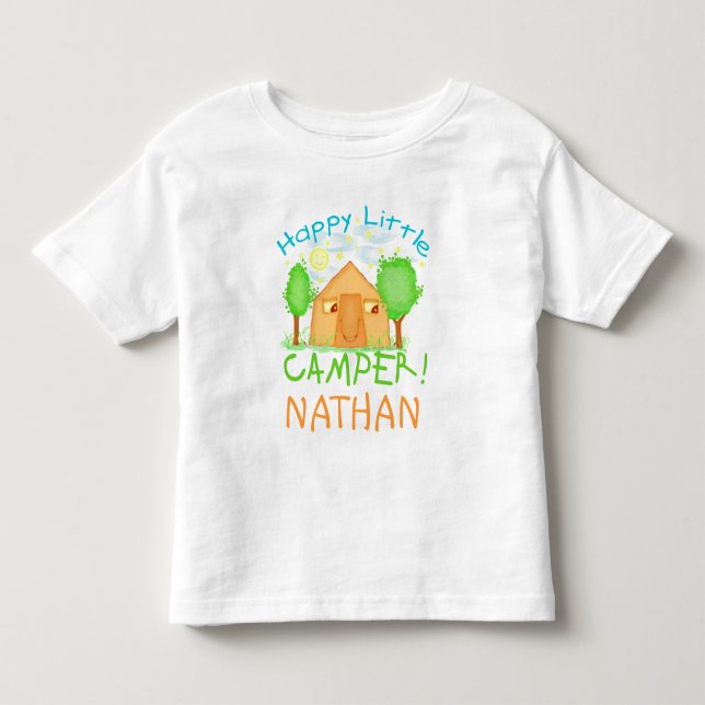 Camiseta De Bebé Bebé personalizado/camiseta que acampa del verano (Anverso)