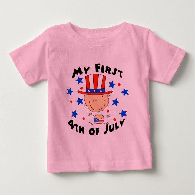 Camiseta De Bebé Bebé primer el 4 de julio (Anverso)