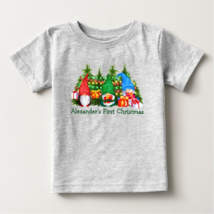 Camiseta De Bebé Bebé primer Navidad de Navidad Gnomes enciende gr