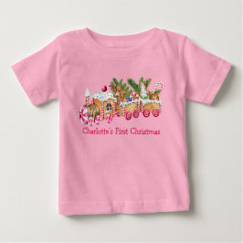 Camiseta De Bebé Bebé primer tren de pan de jengibre de Navidad Can