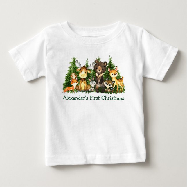 Camiseta De Bebé Bebé Primeros animales del bosque forestal de Navi (Anverso)