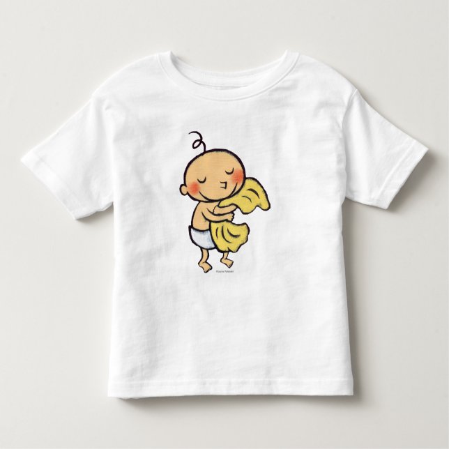 Camiseta De Bebé Bebé que abraza la manta amarilla suave (Anverso)