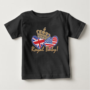 Camiseta De Bebé Bebé Real Corazones de Banderas de EE. UU. y Reino