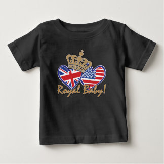 Camiseta De Bebé Bebé Real Corazones de Banderas de EE. UU. y Reino