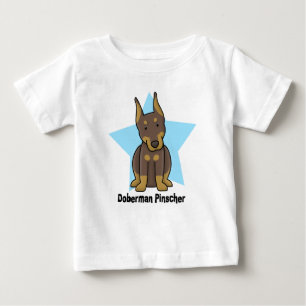 Camiseta De Bebé Bebé rojo del Pinscher del Doberman de la estrell