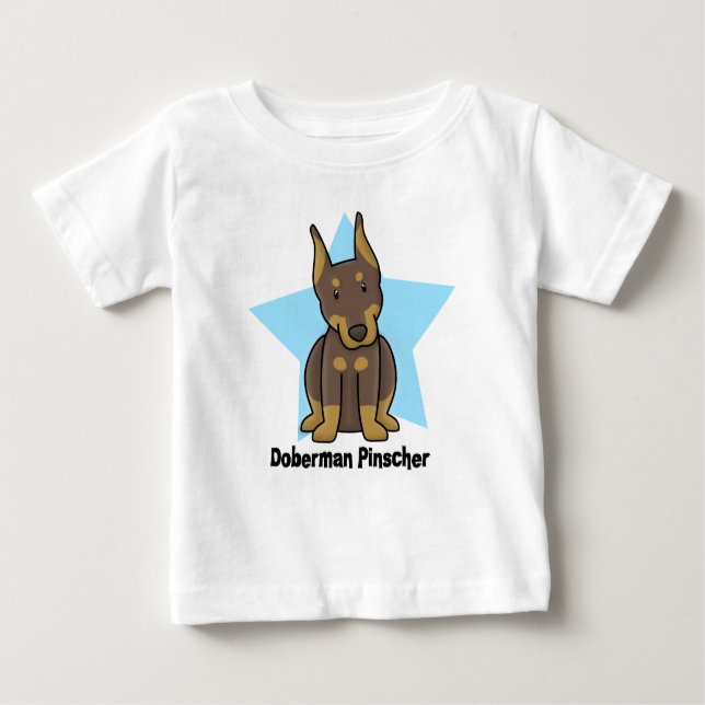 Camiseta De Bebé Bebé rojo del Pinscher del Doberman de la estrella (Anverso)